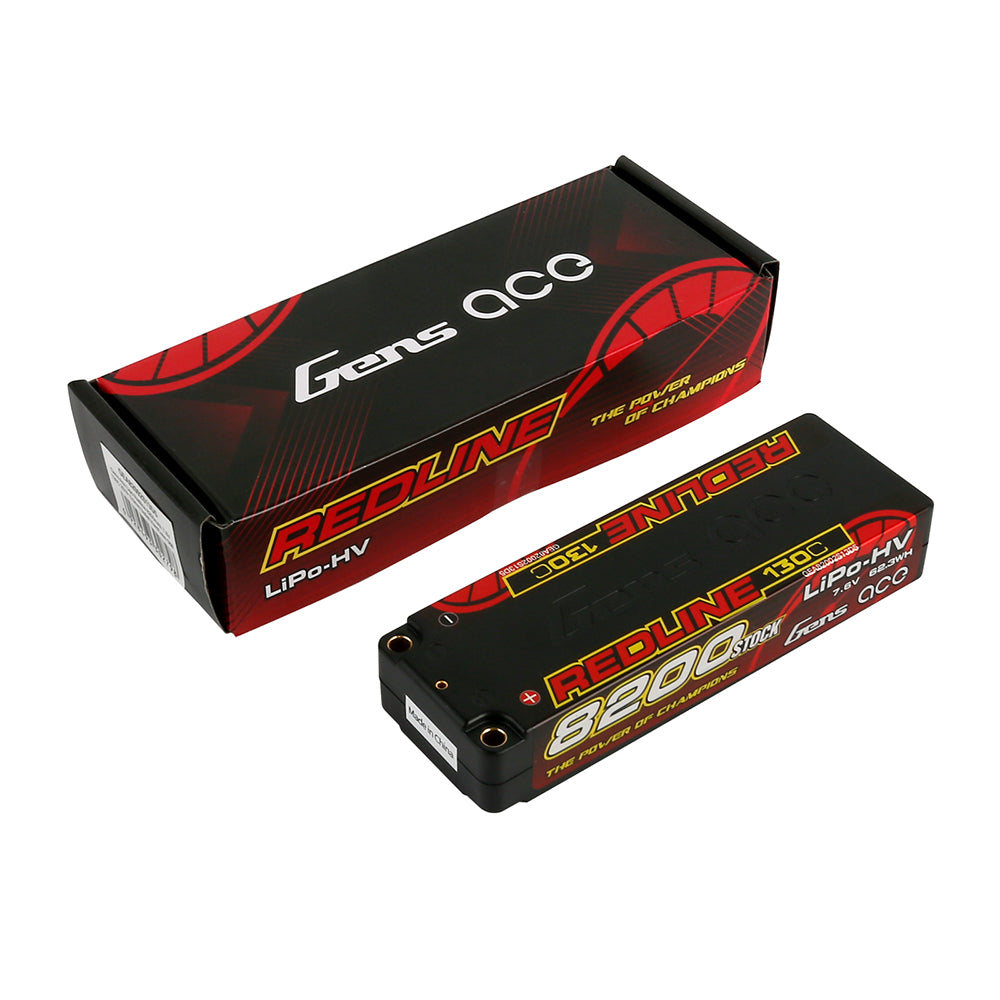 Gens ace Redline Series 8200mAh 2S 7.6V 130C HardCase 58# HV Lipo Battery