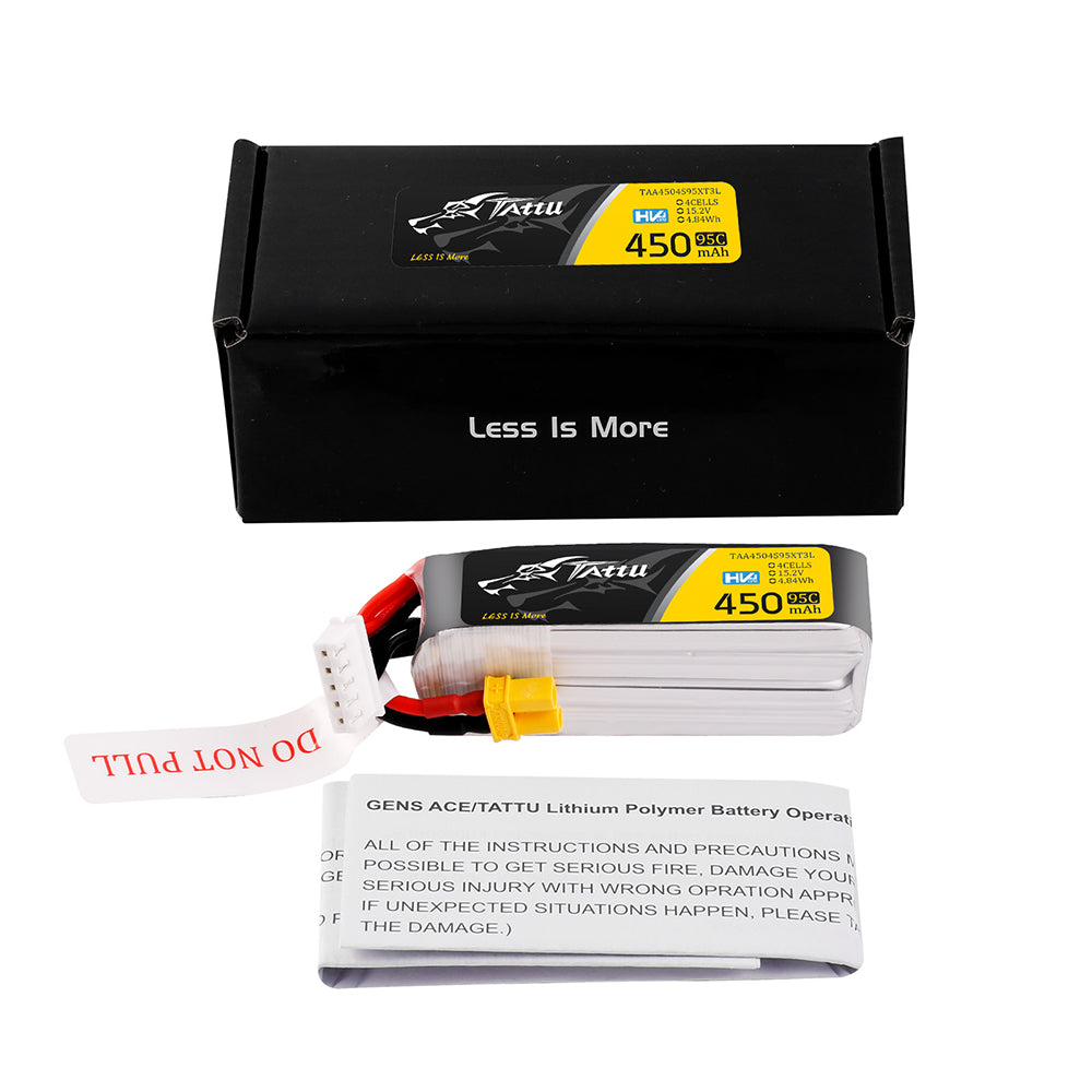 Tattu 450mAh 4S 95C 15.2V HV Lipo Battery with  XT30 Plug