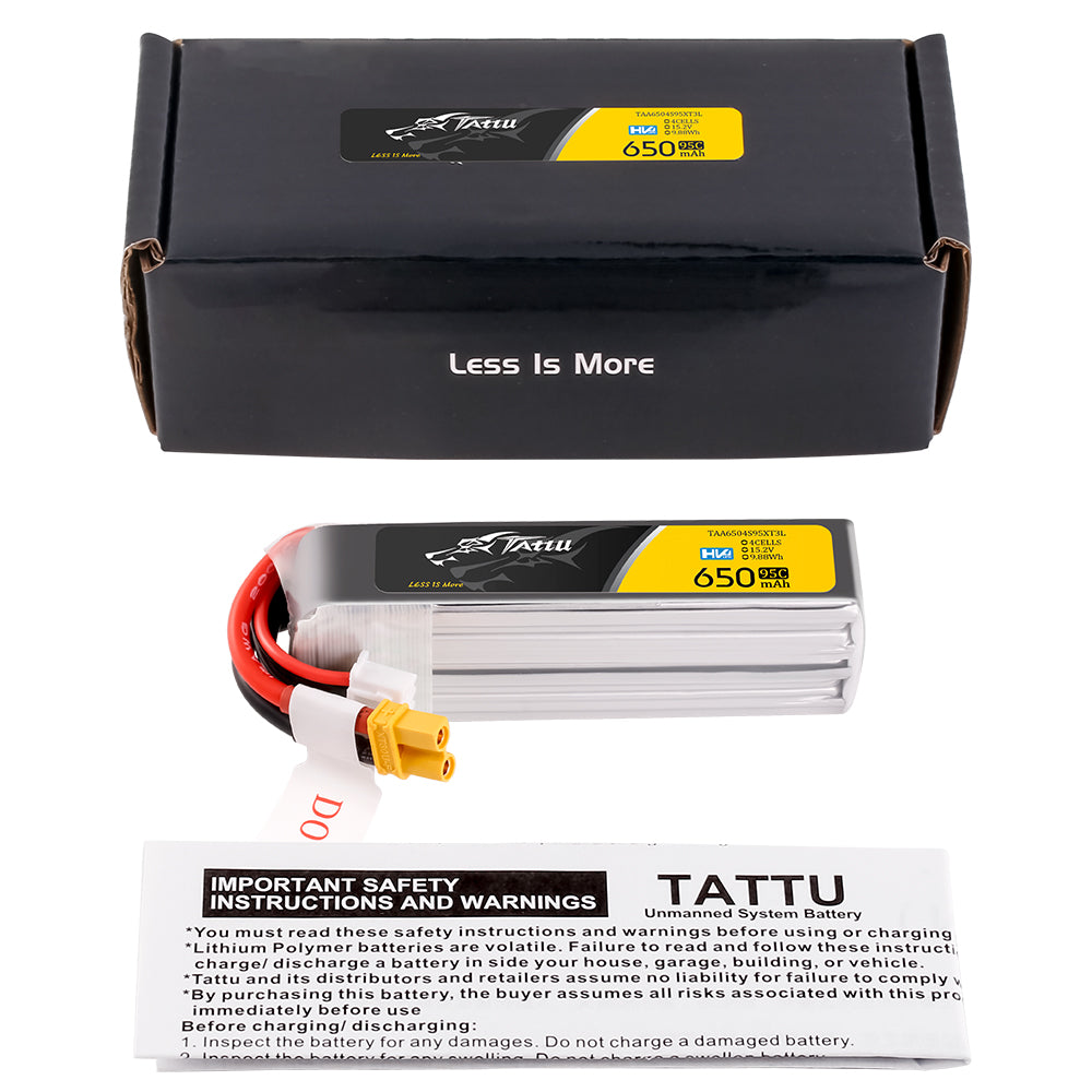 Tattu Lipo 650mAh 95C 4S1P 15.2V HV XT30U-F Long-Pack