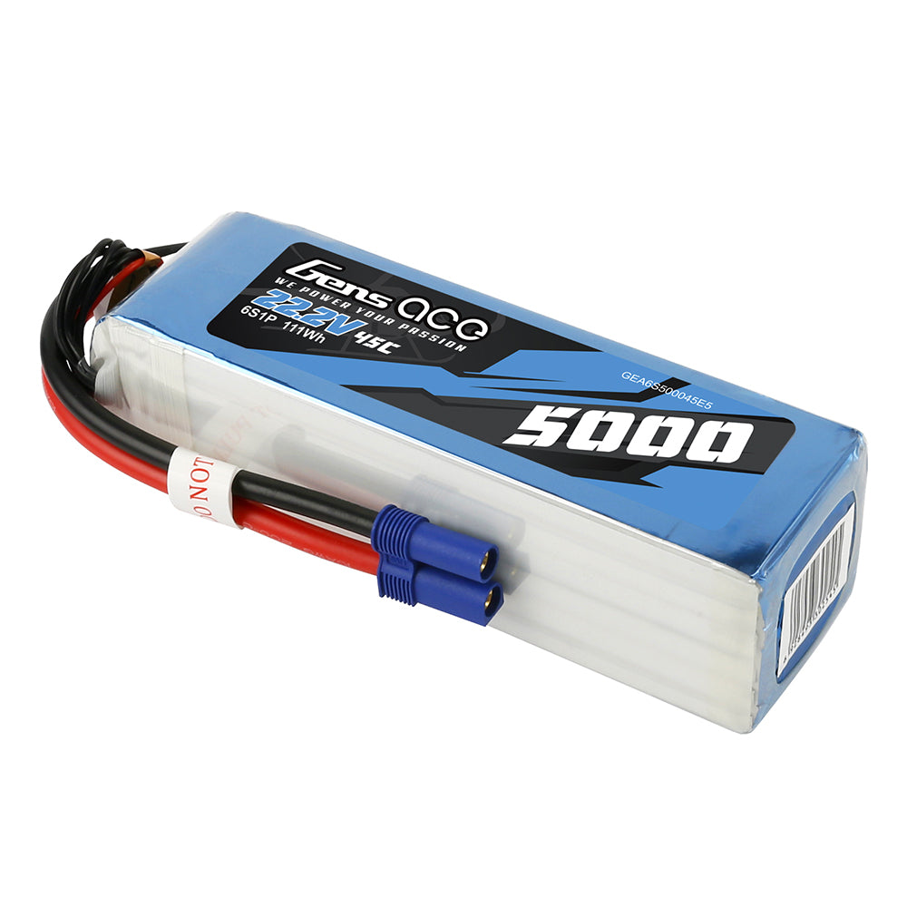 Gens ace 5000mAh 22.2V 45C 6S1P Lipo Battery Pack