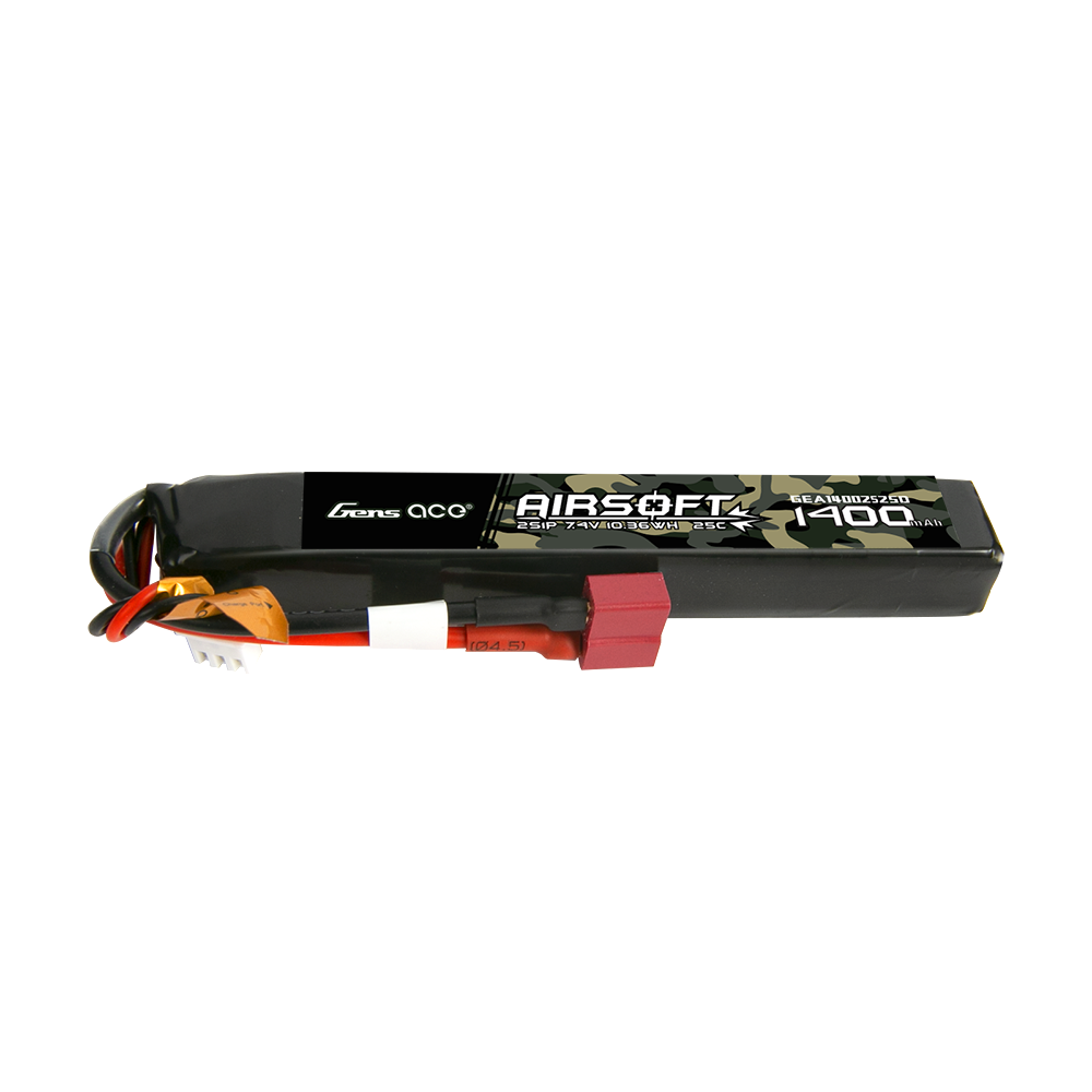 Gens ace 25C 1400mAh 2S1P 7.4V Airsoft Gun Lipo Battery with T Plug