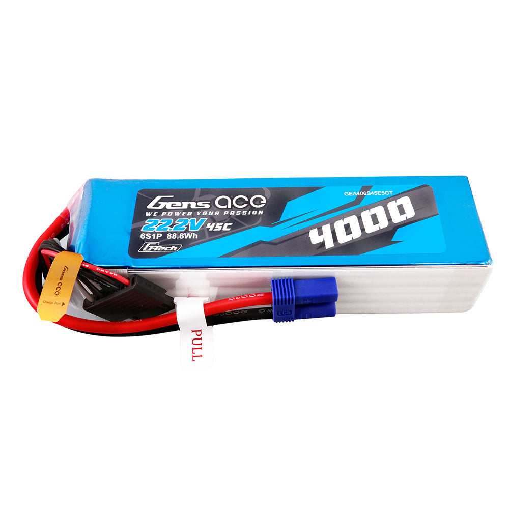 Gens ace G-Tech 4000mAh 22.2V 45C 6S1P Lipo Battery Pack with EC5 plug