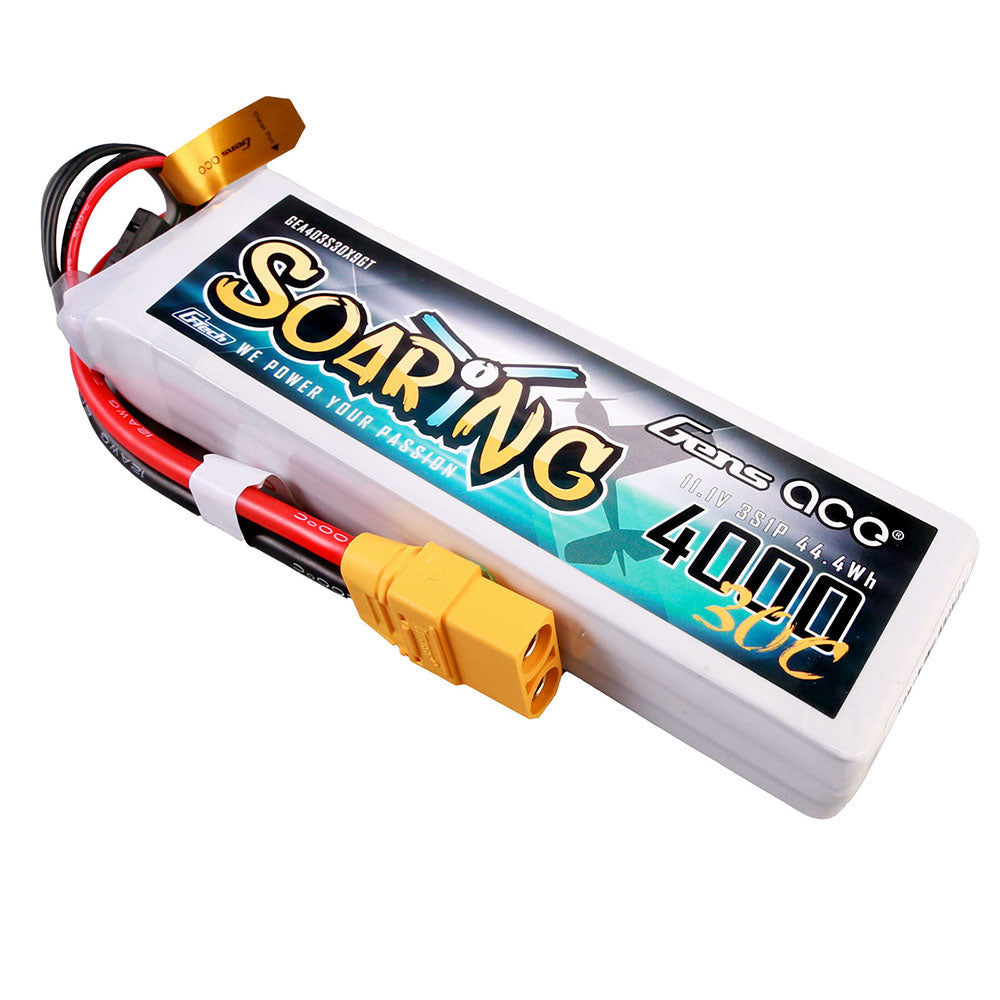 Gens ace G-Tech Soaring 4000mAh 11.1V 30C 3S1P Lipo Battery Pack with XT90 plug