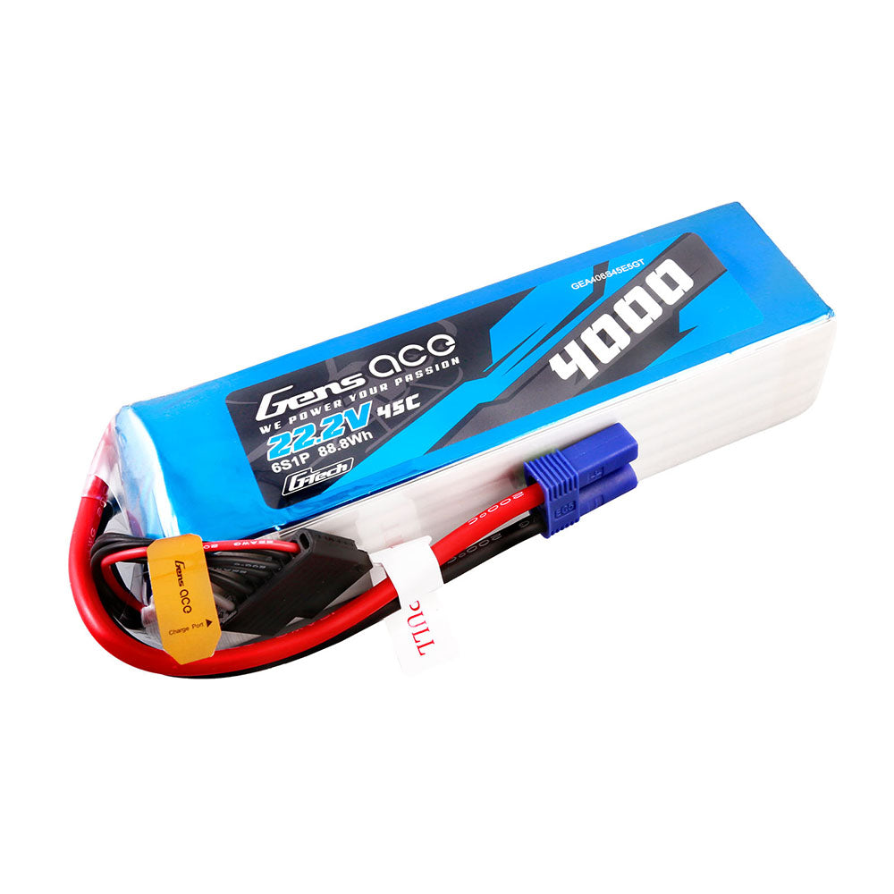 Gens ace G-Tech 4000mAh 22.2V 45C 6S1P Lipo Battery Pack with EC5 plug