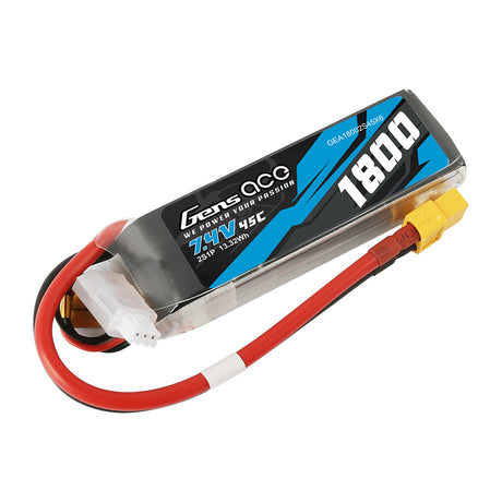 Gens ace 1800mAh 7.4V 45C 2S1P Lipo Battery Pack with XT60 Plug