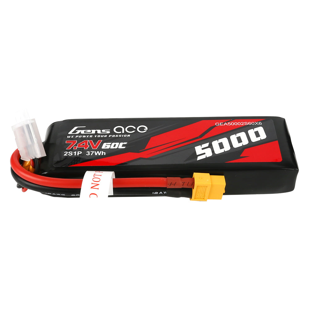 Gens ace 5000mAh 7.4V 60C 2S1P Lipo PC material case with XT60 Plug