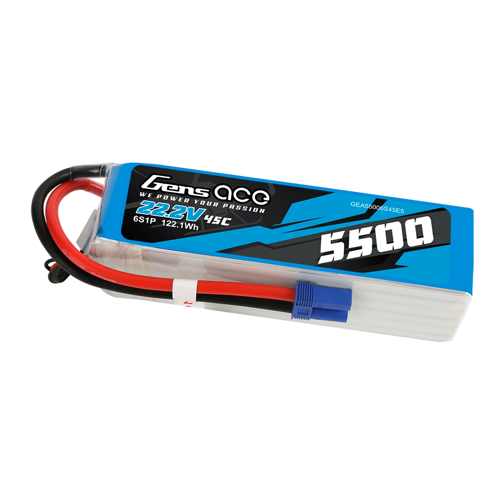 Gens ace 5500mAh Lipo 22.2V 45C 6S1P Model Helicopter Batteries