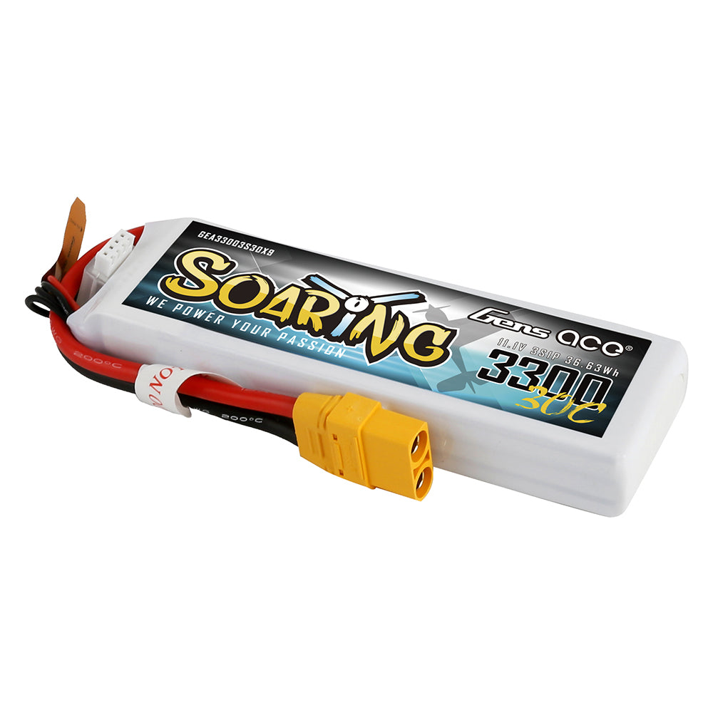 Gens ace Soaring 3300mAh 11.1V 30C 3S1P Lipo Battery Pack with XT90 plug