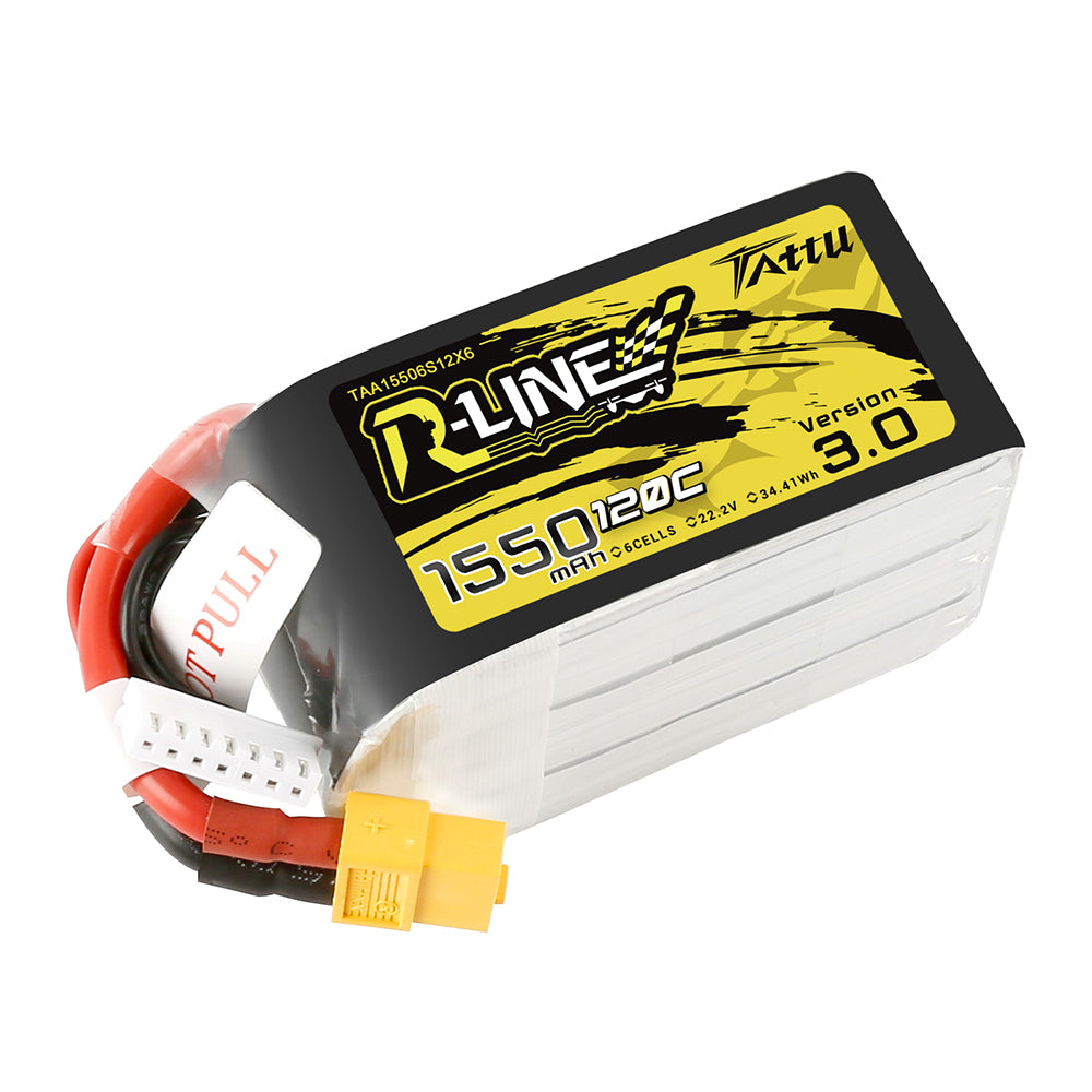 Tattu R-Line Version 3.0 1550mAh 6S 22.2V 120C Lipo Battery Pack with XT60 Plug