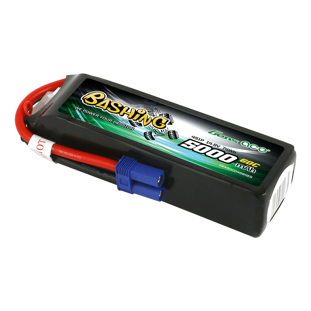 Gens ace 5000mAh 14.8V 4S 60C Lipo Battery Pack with EC5 Plug-Bashing Series