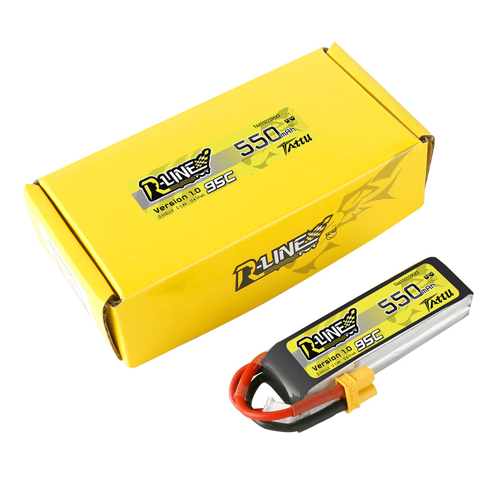 Tattu R-Line 550mAh 2S 7.4V 95C Lipo Battery with XT30