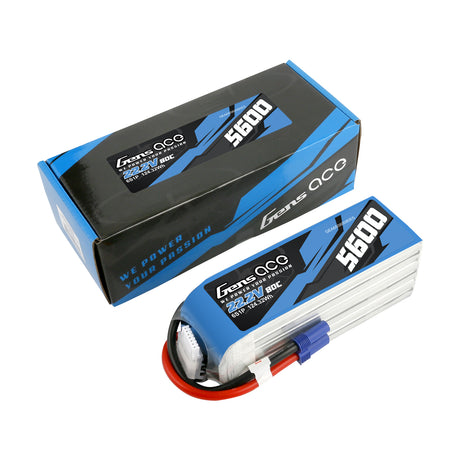 Gens ace 5600mAh 80C 22.2V 6S1P Lipo Battery Pack with EC5 plug