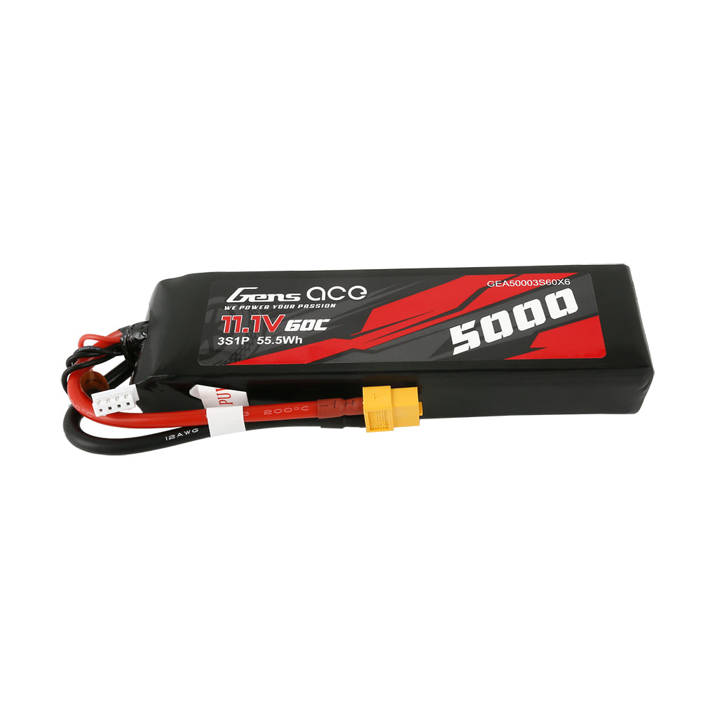 Gens ace 5000mAh 11.1V 60C 3S1P Lipo With XT60 Plug