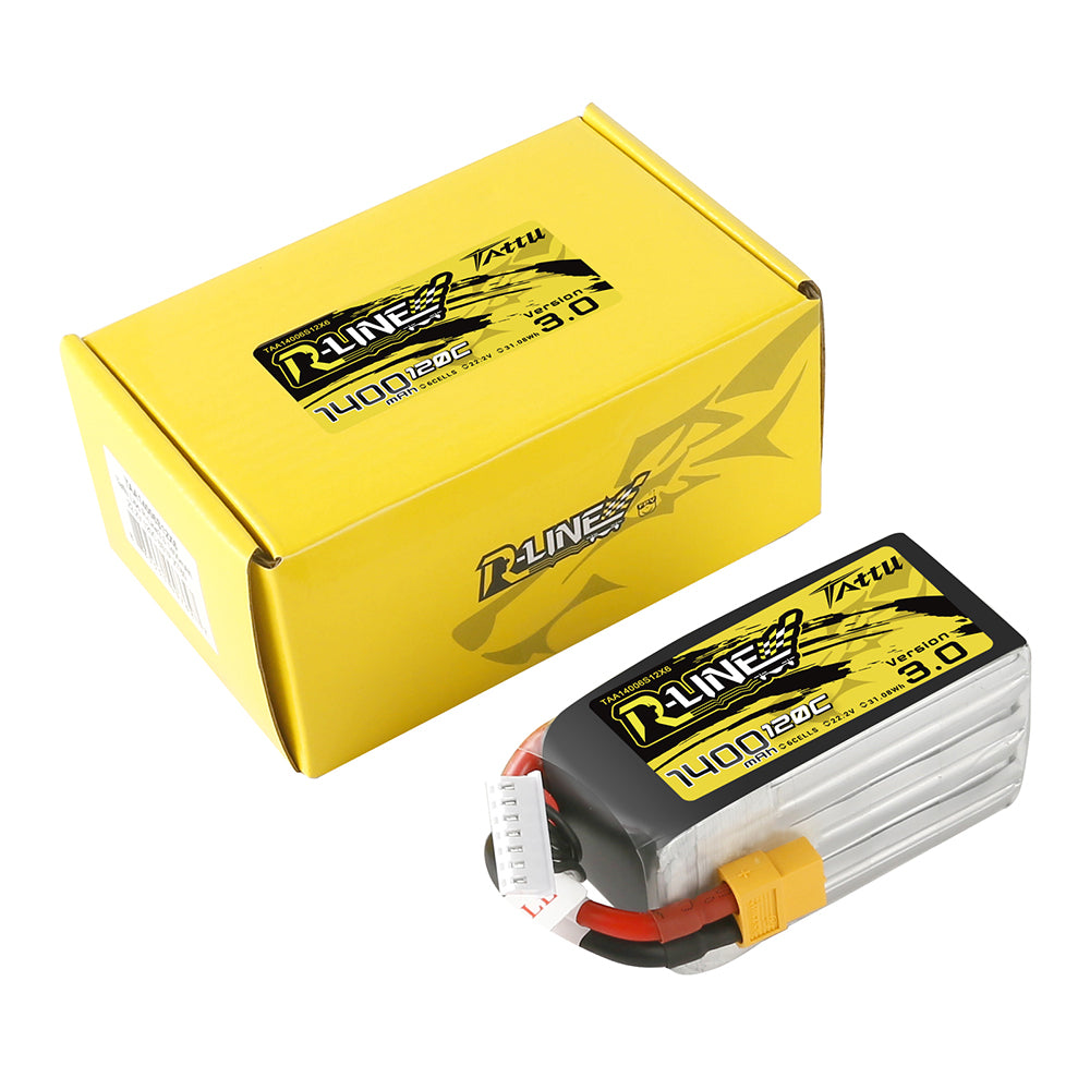 Tattu R-Line Version 3.0 1400mAh 6S 22.2V 120C Lipo Battery Pack with XT60 Plug