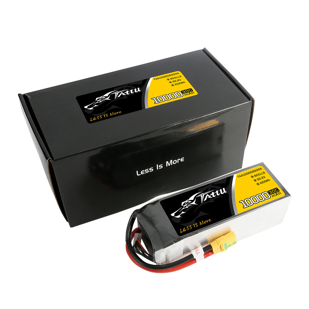 Tattu 10000mAh 22.2V 30C 6S1P Lipo Battery Pack with XT90 Anti-spark Plug