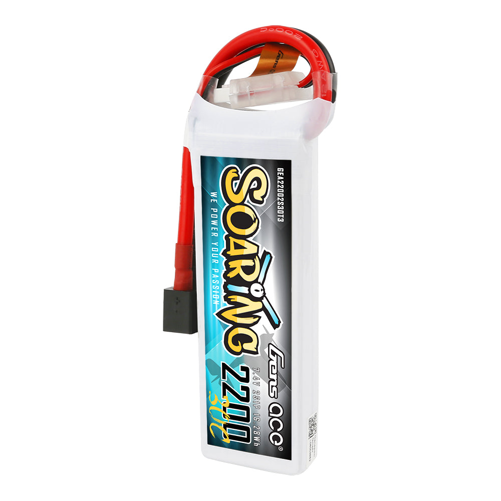 Gens ace Soaring 2200mAh 7.4V 30C 2S1P Lipo Battery Pack with EC3/XT60/T-plug