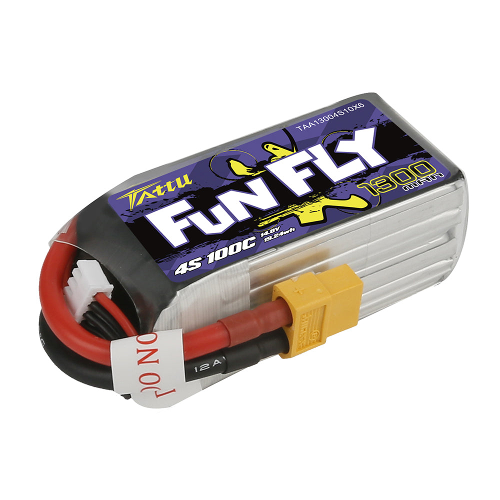 Tattu Funfly Series 1300mAh 14.8V 100C 4S1P Lipo Battery Pack with XT60 plug