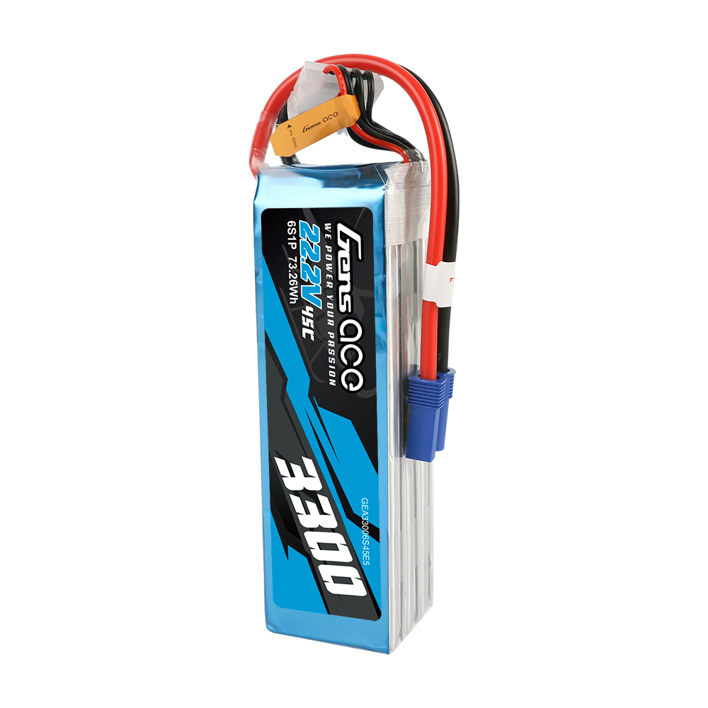 Gens ace 3300mAh 22.2V 45C 6S1P Lipo Battery Pack with EC5 Plug