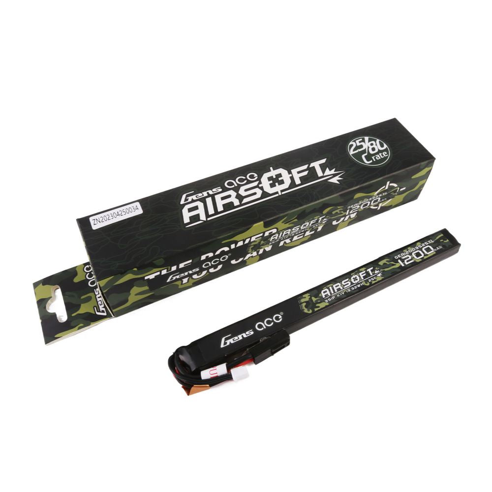 Gens ace 25C 1200mAh 3S1P 11.1V Airsoft Gun Lipo Battery with mini Tamiya Plug Long size