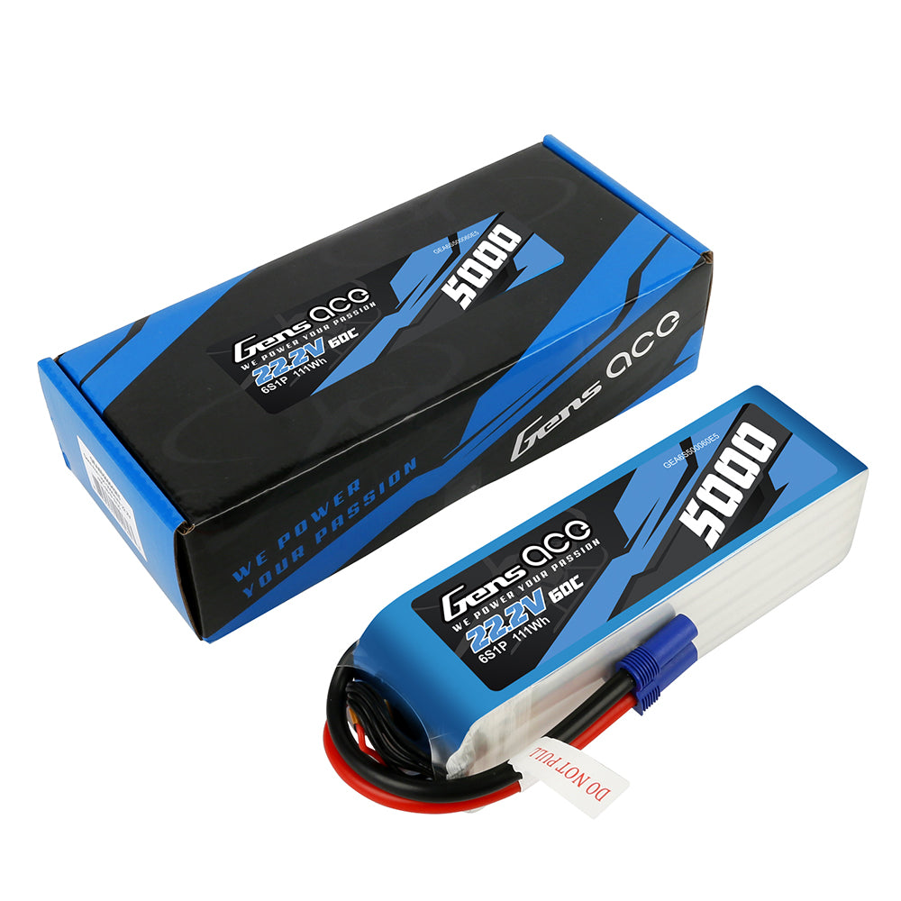 Gens ace 5000mAh 22.2V 60C 6S1P Lipo Battery Pack