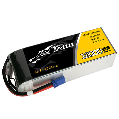 Tattu 12000mAh 22.2V 30C 6S1P UAV Lipo Battery Pack with EC5 plug