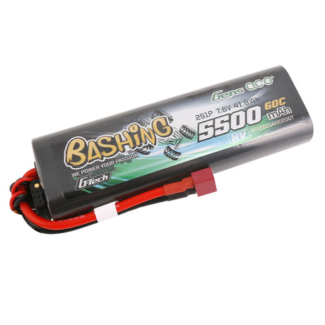 Gens ace G-Tech 5500mAh 7.6V 2S 60C HV car Lipo Battery Pack Hardcase 20# with T Plug