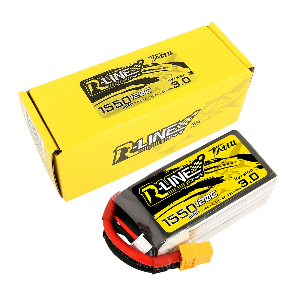 Tattu R-Line Version 3.0 1550mAh 4S 14.8V 120C Lipo Battery Pack with XT60 Plug