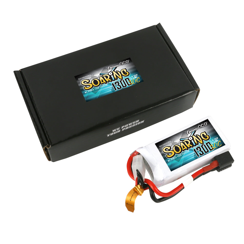 Gens ace Soaring 1300mAh 11.1V 30C 3S1P Lipo Battery Pack with EC3/XT60/T-plug