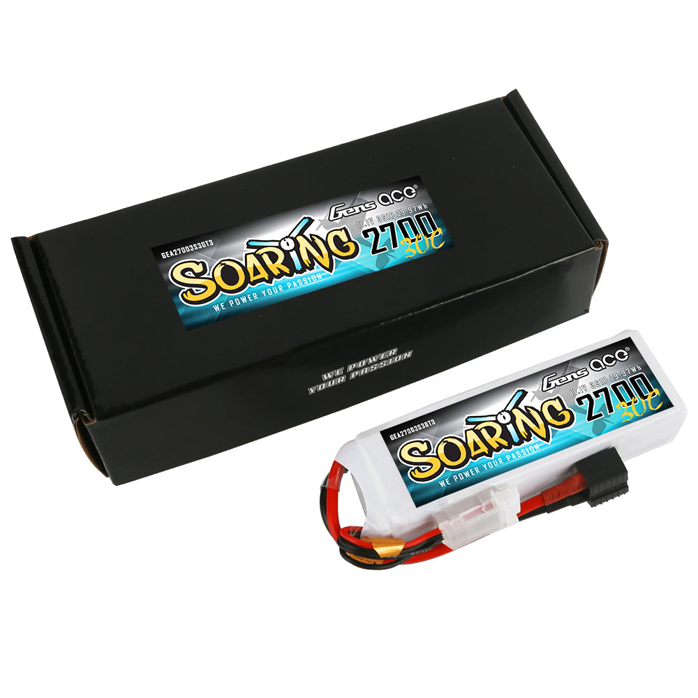 Gens ace Soaring 2700mAh 11.1V 30C 3S1P LiPo Battery Pack with EC3/XT60/T-plug