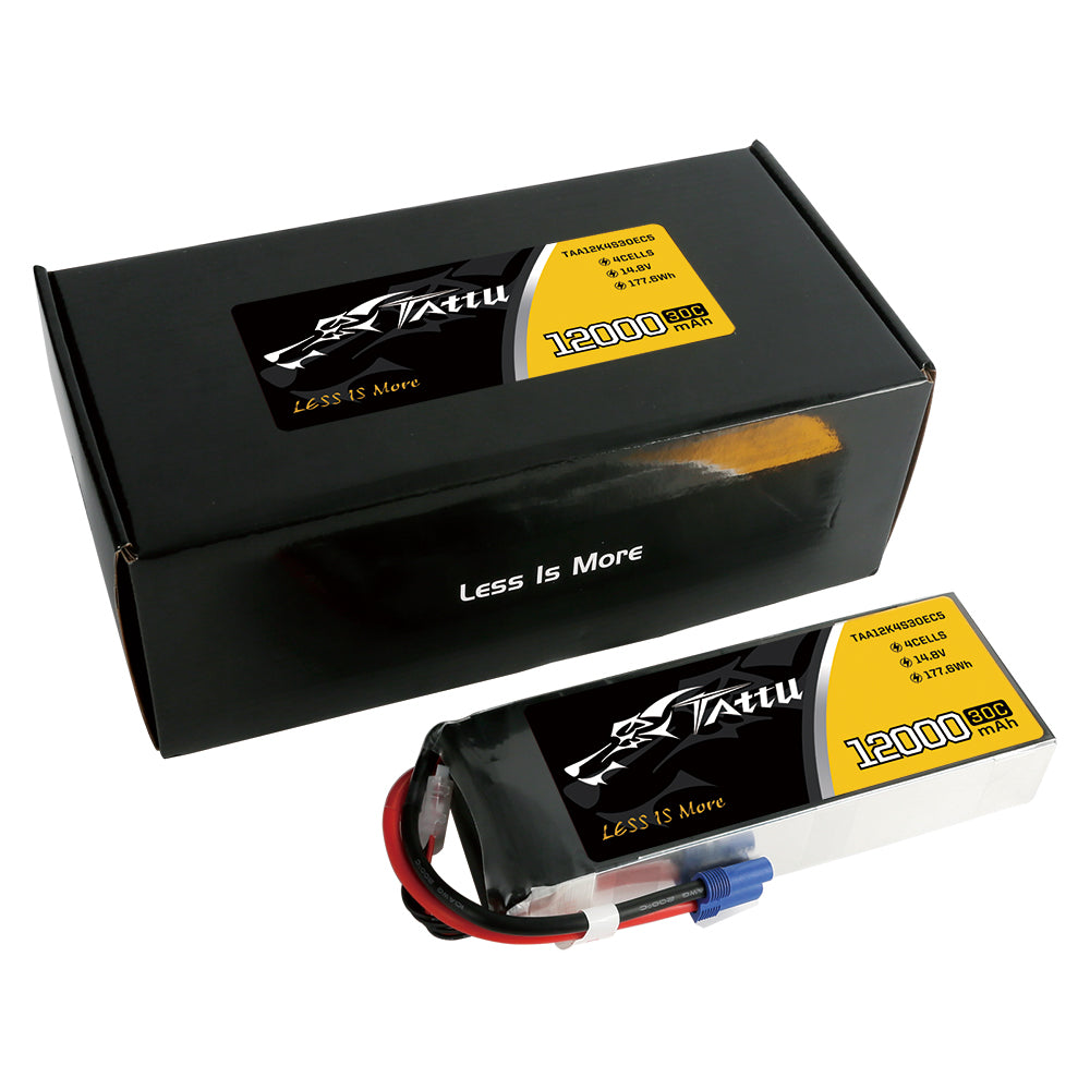 Tattu 12000mAh 14.8V 30C 4S1P Lipo Battery Pack with EC5