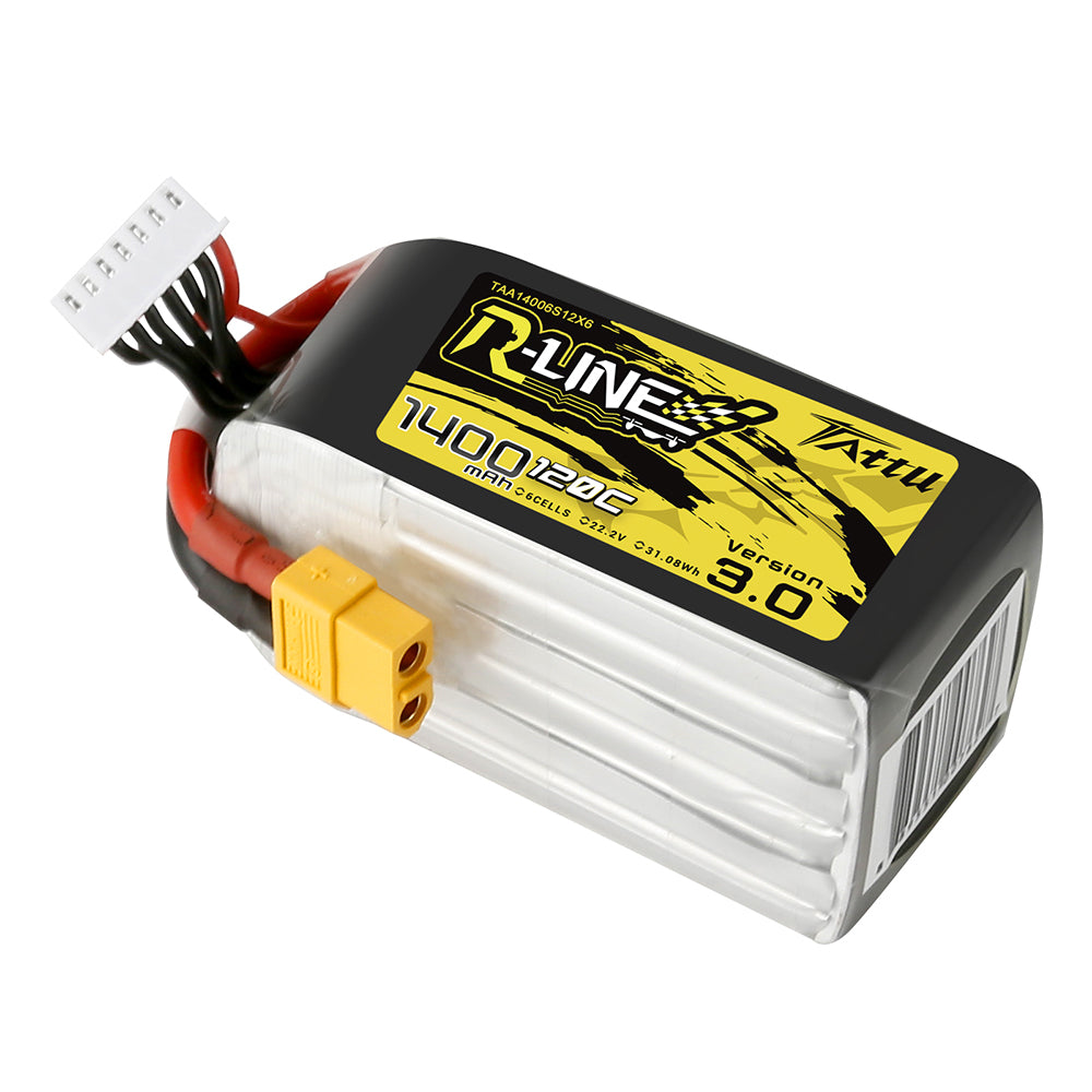 Tattu R-Line Version 3.0 1400mAh 6S 22.2V 120C Lipo Battery Pack with XT60 Plug