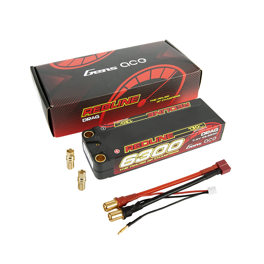 Gens ace Redline 1.0 6300mAh 2S2P 7.4V 130C HardCase 70# LiPo Battery