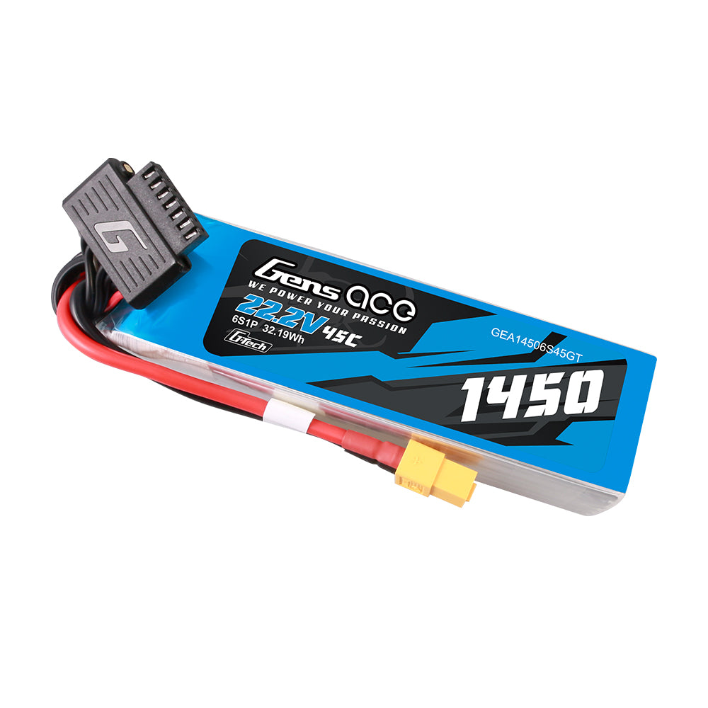 Gens Ace G-Tech 1450mAh 22.2V 45C 6S1P Lipo Battery Pack with XT60 Plug