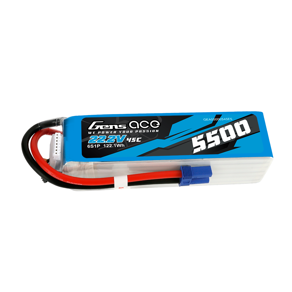 Gens ace 5500mAh Lipo 22.2V 45C 6S1P Model Helicopter Batteries