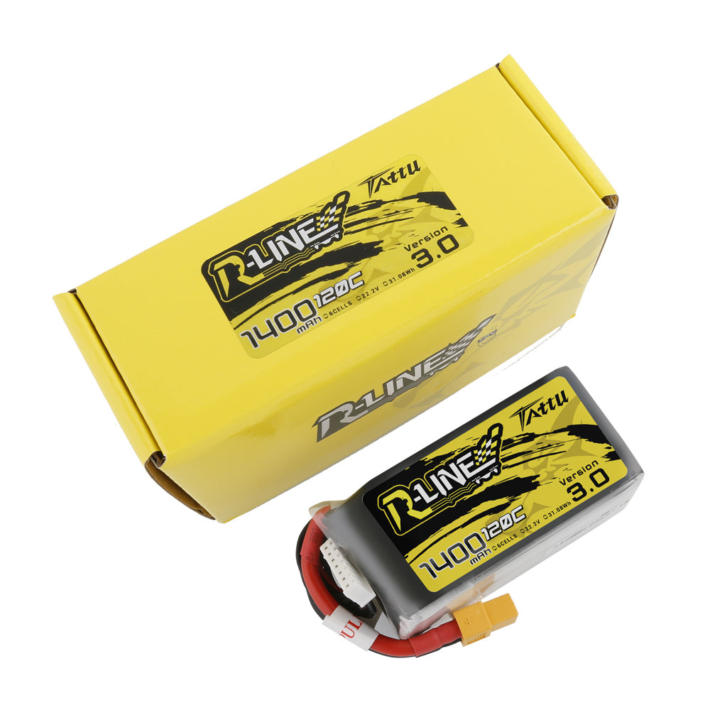 Tattu R-Line Version 3.0 1400mAh 6S 22.2V 120C Lipo Battery Pack with XT60 Plug