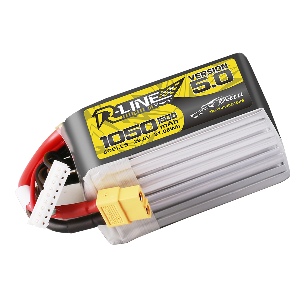 Tattu R-Line Version 5.0 1050mAh 29.6V 8S 150C Lipo Battery Pack with XT60 Plug