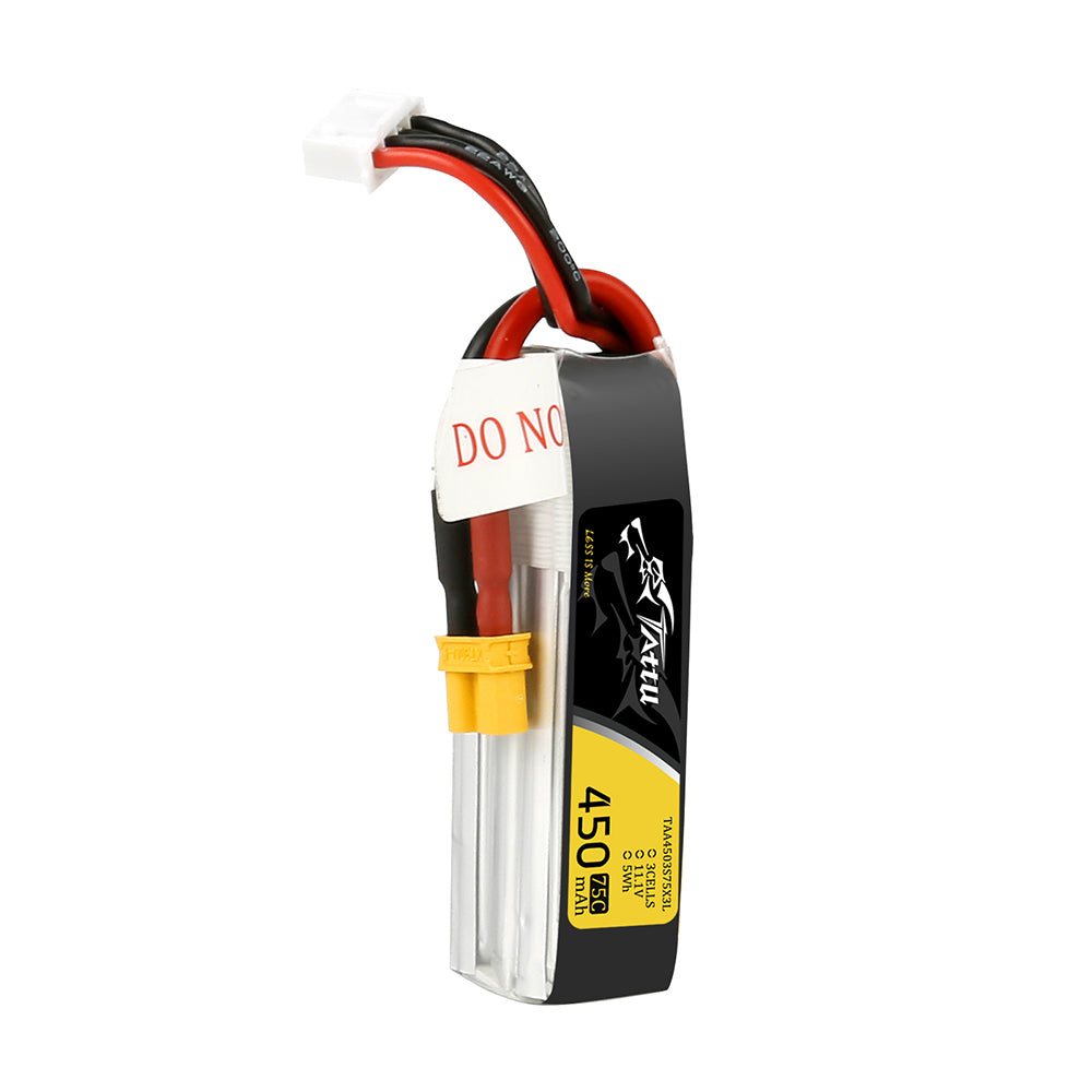 Tattu 450mAh 11.1V 75C 3S1P Lipo Battery Pack with XT30 PLUG - Long Size for H Frame