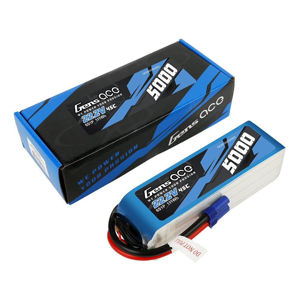 Gens ace 5000mAh 22.2V 45C 6S1P Lipo Battery Pack