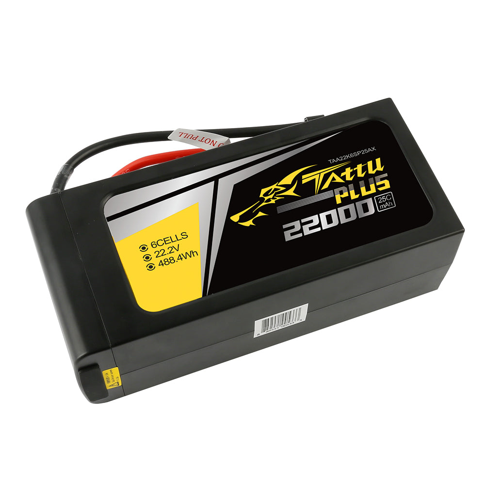 Tattu Plus 22000mAh 22.2V 25C 6S1P Lipo Battery Pack with AS150+XT150 plug