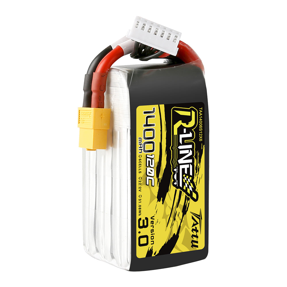 Tattu R-Line Version 3.0 1400mAh 6S 22.2V 120C Lipo Battery Pack with XT60 Plug