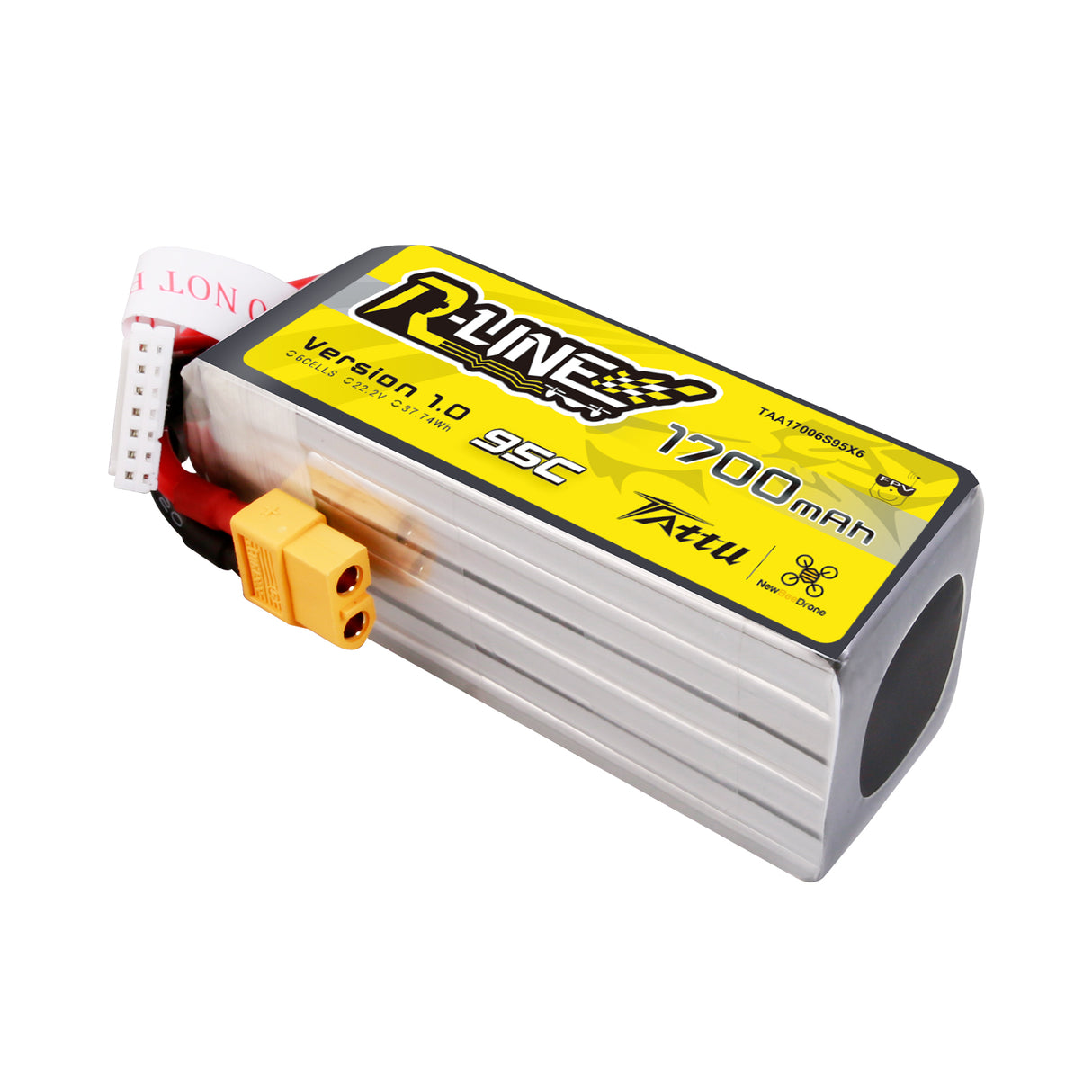 Tattu R-Line 22.2V 1700mAh 6S 95C Lipo Battery with XT60 Plug