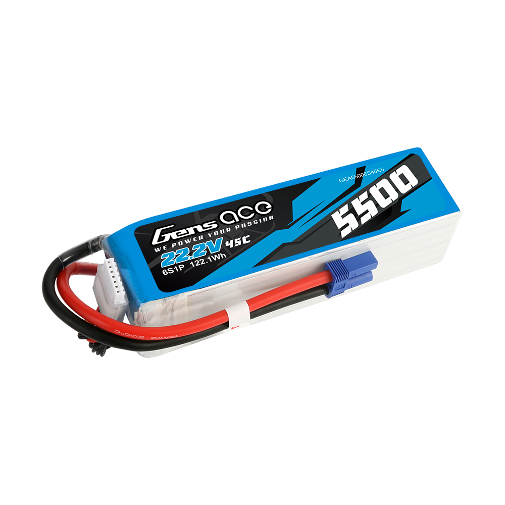 Gens ace 5500mAh Lipo 22.2V 45C 6S1P Model Helicopter Batteries