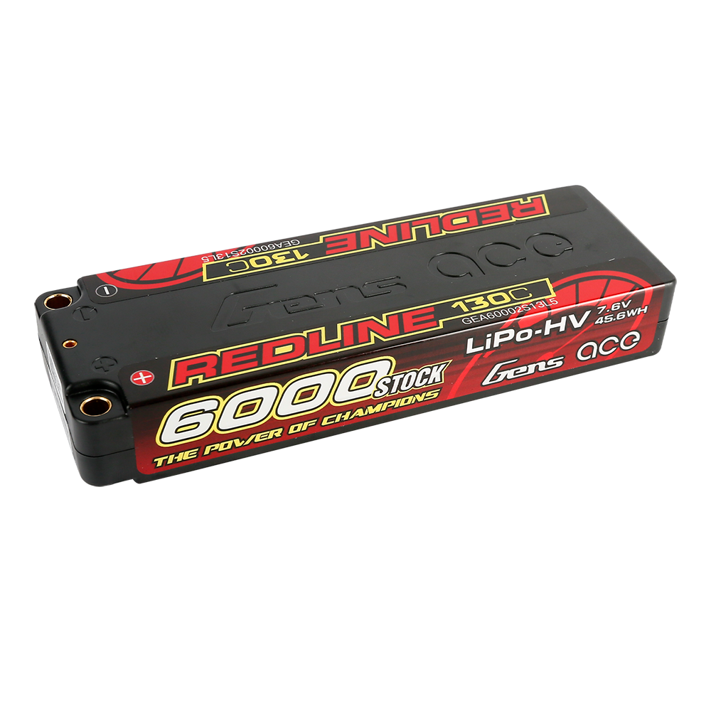 Gens ace Redline 1.0 6000mAh 2S2P 7.6V 130C HardCase 57# HV Lipo Battery