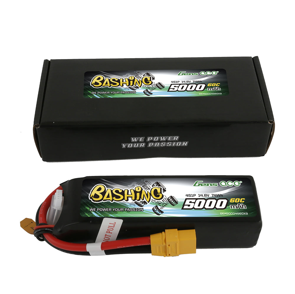 Gens ace 5000mAh 14.8V 4S 60C Lipo Battery Pack with XT90 Plug-Bashing Series