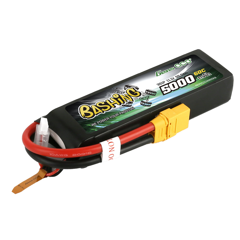 Gens ace 5000mAh 11.1V 3S 60C Lipo Battery Pack with XT90 Plug Bashing Series