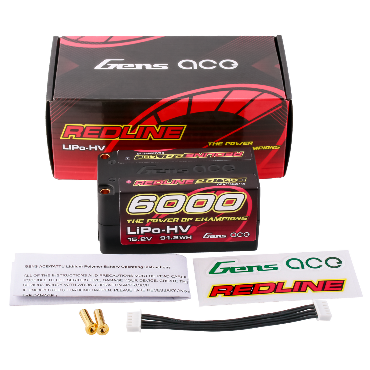 Gens ace Redline 2.0 Series 6000mAh 4S2P 15.2V 140C HardCase HV Lipo Battery Pack with Hardcase 69#