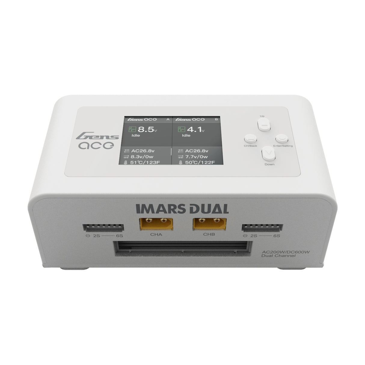 GensAce Imars Dual Channel AC200W/DC300Wx2 Smart Balance RC Charger - Europe White