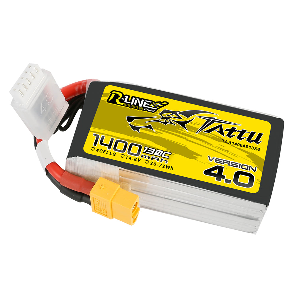 Tattu R-Line Version 4.0 1400mAh 4S 14.8V 130C Lipo Battery Pack with XT60 Plug