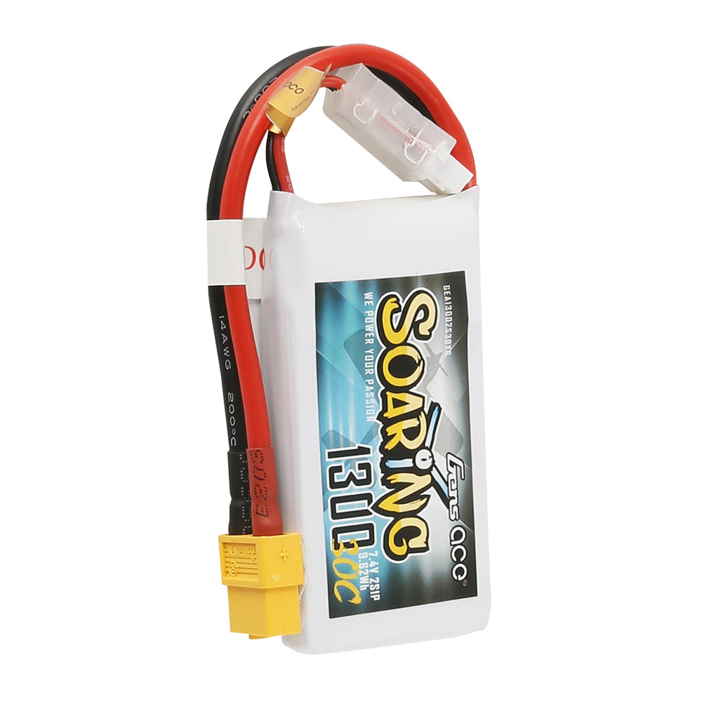 Gens ace Soaring 1300mAh 7.4V 30C 2S1P Lipo Battery Pack with XT60 plug