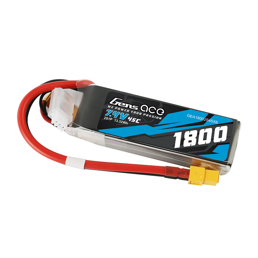 Gens ace 1800mAh 7.4V 45C 2S1P Lipo Battery Pack with XT60 Plug